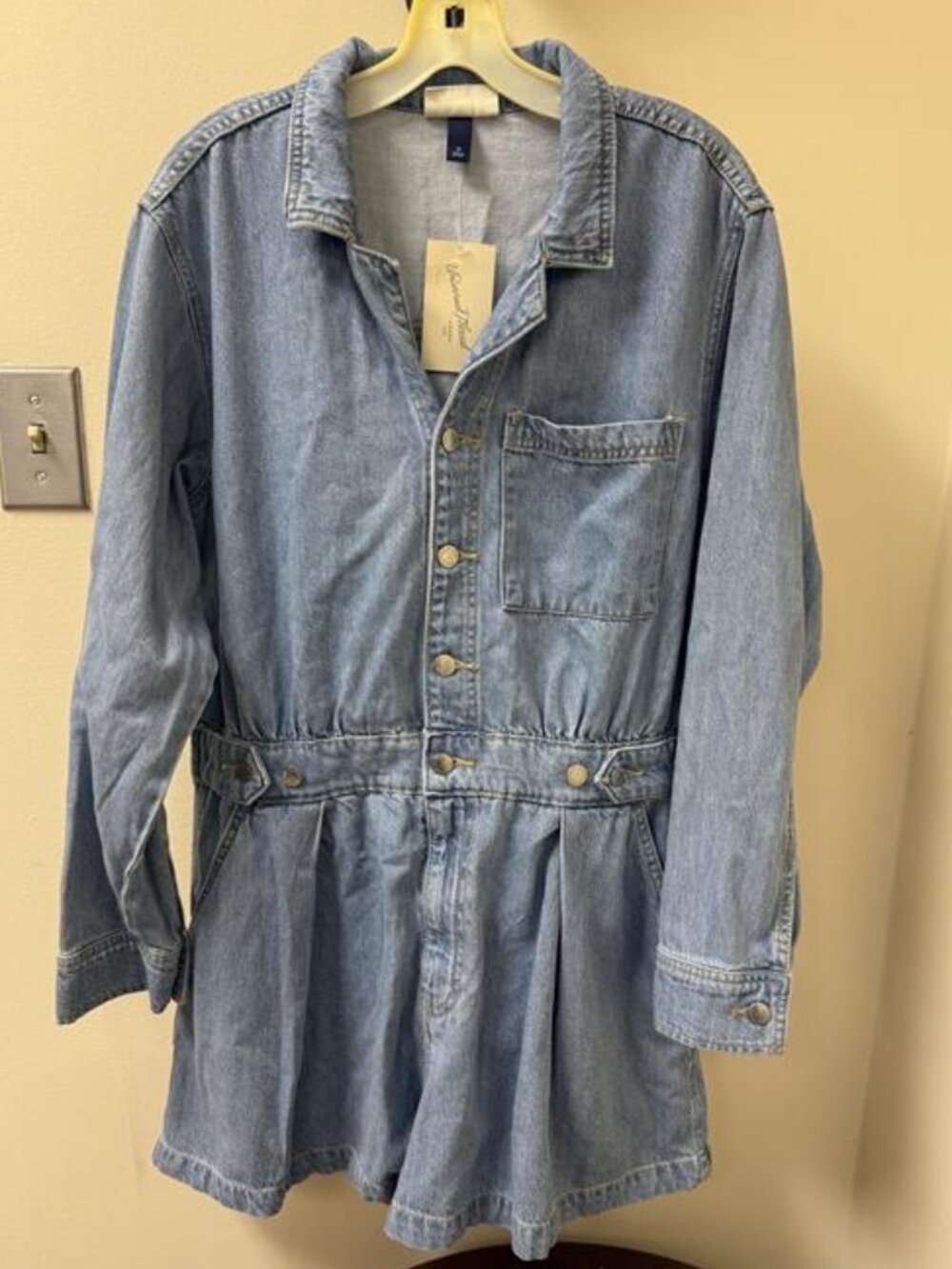 Universal Thread Denim Romper - NWT - Light Wash - Long Sleeve Utility